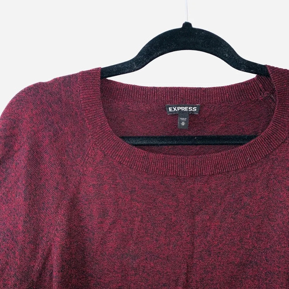Express Dark Red Flecked Round Hem Oversized Sweater Xsmall Women’s - Picture 3 of 12